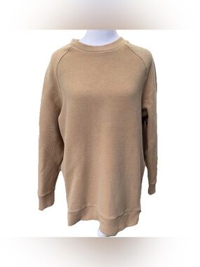Varley Manning Sweat Textured Boxy Ribbed Sweatshirt Jumper Brown/Tan Sz Medium